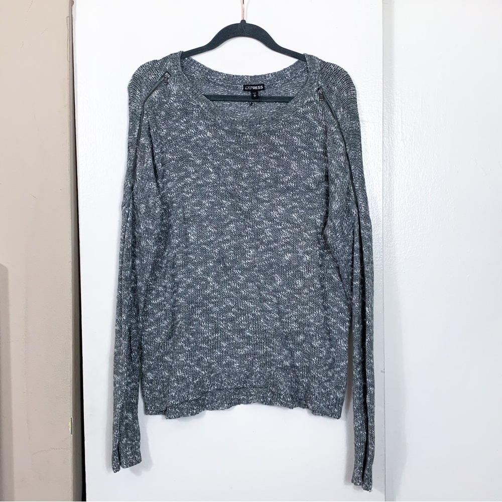 Express Gray Crew Neck Zipper Sweater